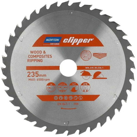 SCIE CIRCULAIRE NORTON 235 mm x 30 mm x 36 z BOIS ET COMPOSITES ATB (2,8 / 1,8) (1/2)