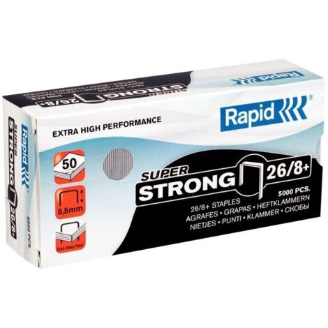 Boîte de 5000 agrafes 26/8+ mm.super strong galvanisées rapid 24862200. (1/2)