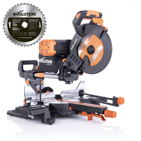 Evolution – Scie à onglet multifonction 255 mm – Lames TCT pour bois et multi-matériaux – Tête inclinable 45° – Table rotative 50° – Système de démarrage progressif (1/5)