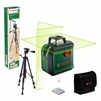 Bosch – Niveau laser de ligne transversale – Lumière verte – Portée 20m – 3 lignes laser – Précision 0,5mm à 10m – Pour chantiers professionnels