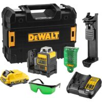 Dewalt – Niveau laser vert DCE0811D1G – 2 lignes 360° – Portée 30m (50m avec détecteur) – IP65 pour résistance à l'eau et à la poussière