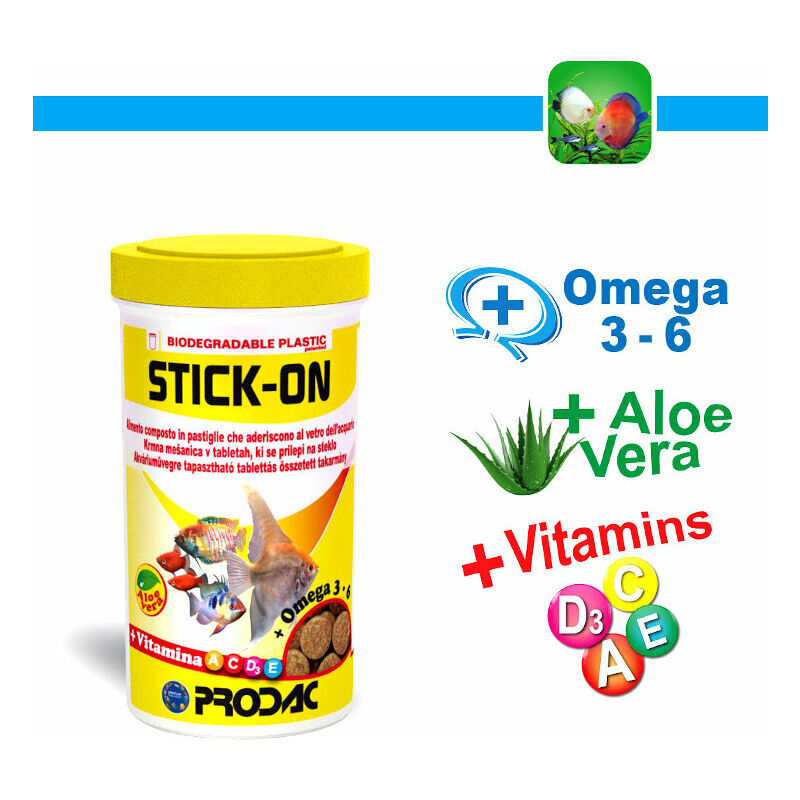 Prodac Stick On Mangime in Pastiglie per acquario 100 ml