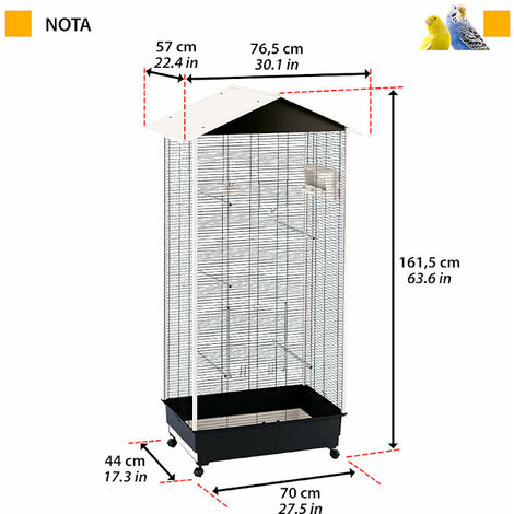 Voliera su rotelline Nota