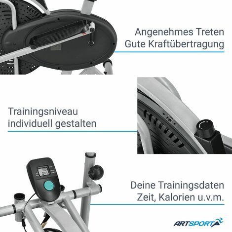 ArtSport 2in1 Crosstrainer & Heimtrainer – Fitnessgerät mit Computer, LCD  Display, Sitz und Schwungrad – Ellipsentrainer Hometrainer Fitness