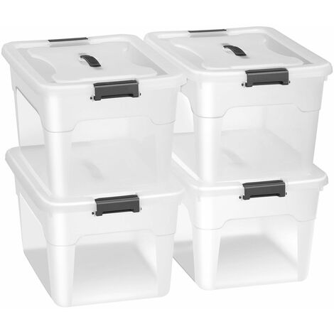 Kunststoff Stapelbox mit Deckel 30 x 20 cm - 3er Set / jeweils 7 Liter -  Aufbewahrungsbox mit Griff - Spielzeugkiste Lagerbox Multibox Allzweckbox  Storage Box Universal Kiste