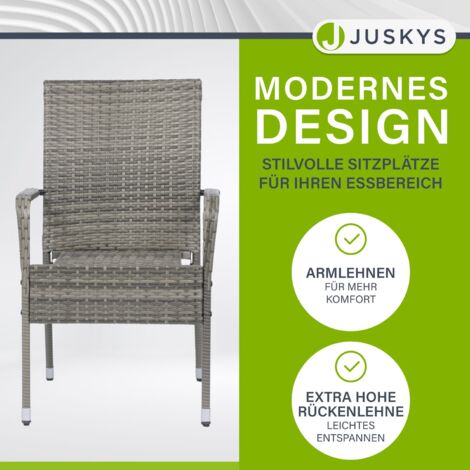 Juskys Polyrattan Gartenstühle Yoro 2er Set mit Armlehnen