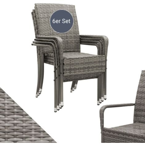 Gartenstuhl 2er Set Aluminium grau Flechtseil mit Auflagen Modern Lipari | Sessel