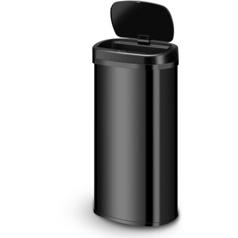 Juskys Automatik Mülleimer mit Sensor 70L - elektrischer Abfalleimer, Bewegungssensor, automatischer Deckel, wasserdicht, rechteckig, Küche - Schwarz