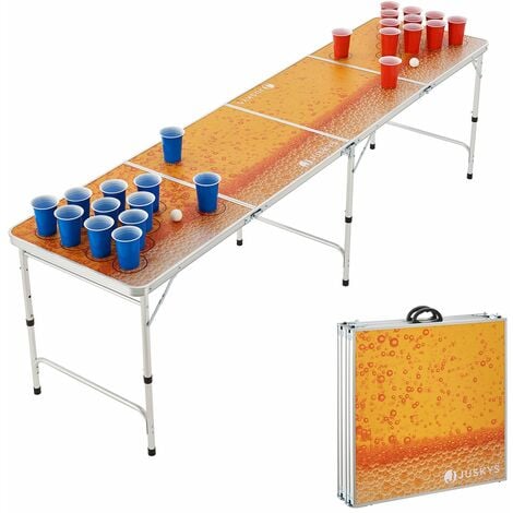 Juskys Beer Pong Tisch Red Cup - Bier Trinkspiel Set Becher Bälle -  klappbar Bierpongtisch Beerpong Bierpong Spiel 