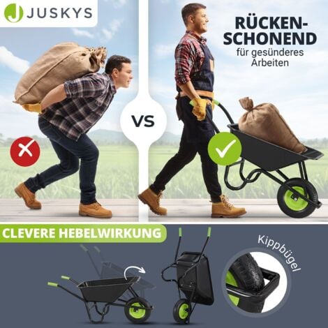 Juskys Schubkarre Garden 100 Liter Volumen 210 kg Luftreifen mit