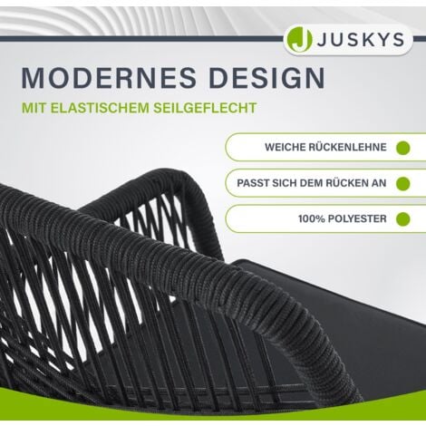 Juskys Rope Gartenstühle Kastos 2er Set Outdoor Stuhl mit Armlehne