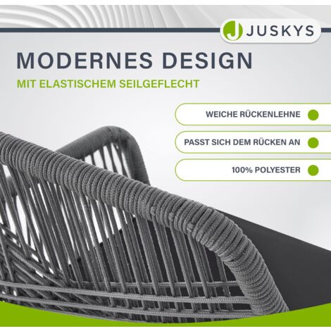 Juskys Rope Gartenstühle Kastos 2er Set Outdoor Stuhl mit Armlehne