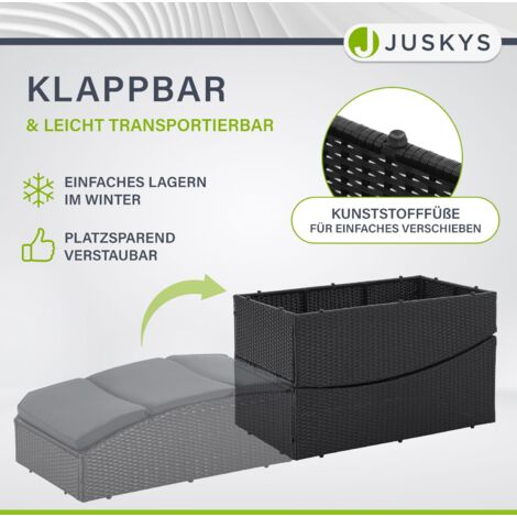 Juskys Sonnenliege Lamia klappbar Polyrattan Gartenliege mit Auflage