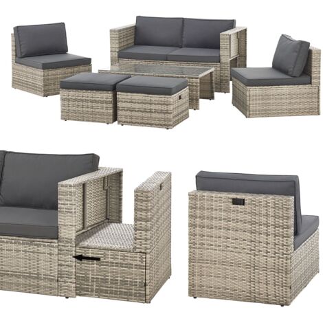 Juskys Polyrattan Gartenmöbel Set Salou Outdoor Lounge wetterfest 6
