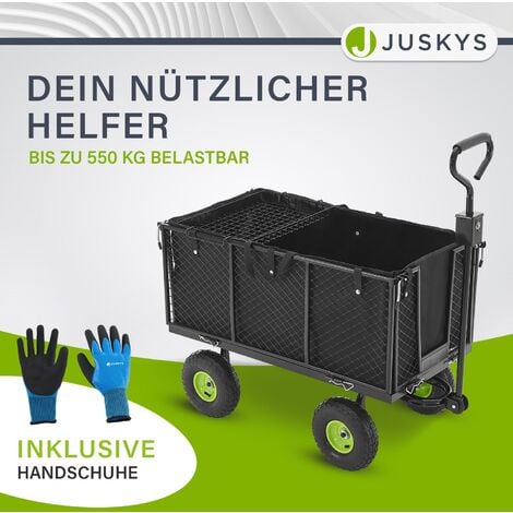Juskys Metall Gartenwagen 550 kg belastbar - Handwagen mit Luftreifen