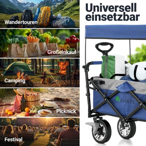 Juskys Bollerwagen mit Dach & Tasche - Wagen bis 120 kg belastbar
