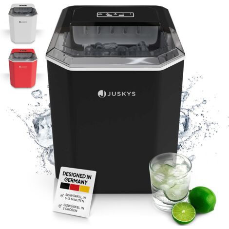 Juskys Eiswürfelmaschine IceOracle - Cocktail Eiswürfel in 6 - 13 min - Mini Eiswürfelbereiter für 12 kg/Tag - Großer Eiswürfelbehälter - Schwarz
