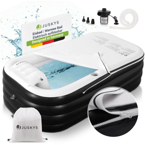 Juskys Aufblasbare Badewanne - Outdoor Wanne für Erwachsene, faltbare, mobile Eistonne mit Rückenlehne für den Balkon, Eisbad - L