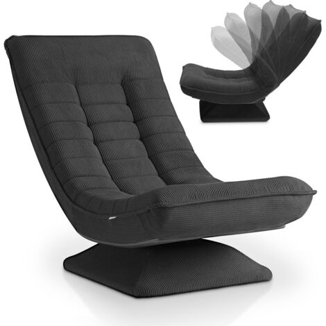 Juskys Relaxsessel Korsika - ergonomisches Design, 360° drehbar, hoher Komfort, klappbar, modernes Design, 5-lagige Polsterung, Cord Bezug - Grau