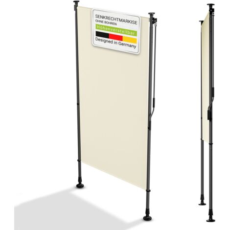Juskys Senkrechtmarkise Barbados - Sonnen- & Sichtschutz, ausziehbar, Klemmmarkise ohne Bohren, wetterfest, wasserabweisend - 100x310 cm, Beige