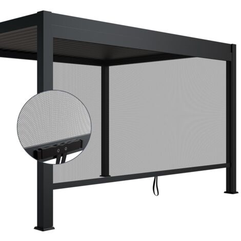 Juskys Seitenwand für Lamellendach Tahiti - Rollo aus Aluminium & Stoff - Zubehör für Pergola - Sonnenschutz Garten & Terrasse - Anthrazit, 4 m