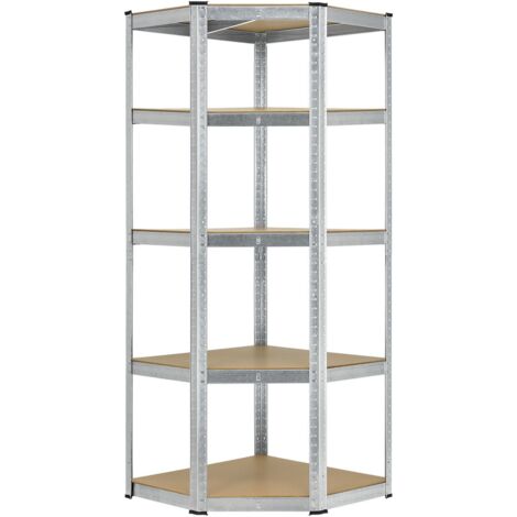 Juskys Eckregal Lageregal Corner Basic 180 x 70 x 40-70 cm - 875 kg - 5 Böden - Metall verzinkt - Schwerlastregal Steckregal Kellerregal