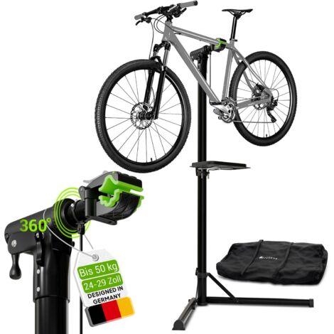 Juskys Klappbarer Fahrrad Reparaturständer - Höhenverstellbarer Montageständer mit Gummibeschichtung & Werkzeugablage - Fahrradständer bis 50 kg (1/5)
