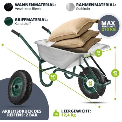 Schubkarre Bauschubkarre Transportkarre Metall Schiebkarre Gartenwagen Juskys® 