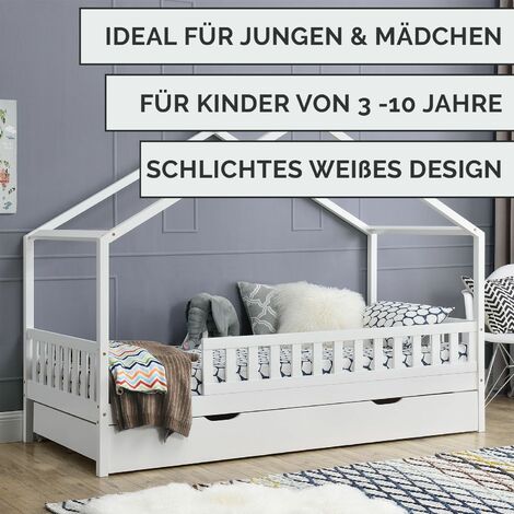 Kinderbett Tipi Mit Matratze Lattenrost Und Bettkasten Bett 90 X 200 Cm Weiss