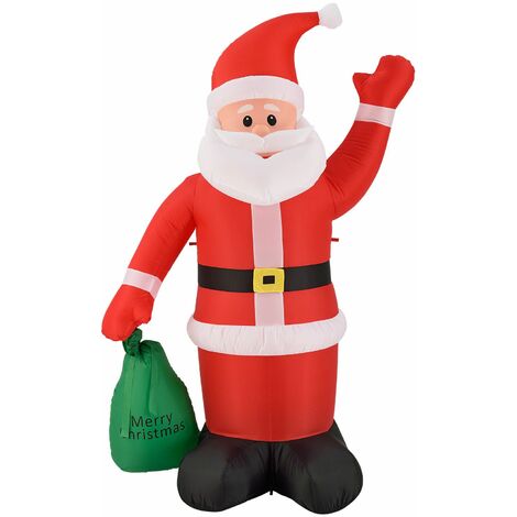 Juskys XL Weihnachtsmann – aufblasbarer Nikolaus mit Gebläse &  LED-Lichterkette – Weihnachtsdekoration mit Beleuchtung für außen 180 cm  groß