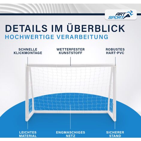 ArtSport Fußballtor Fußballtor mit Klicksystem für Garten in Weiß