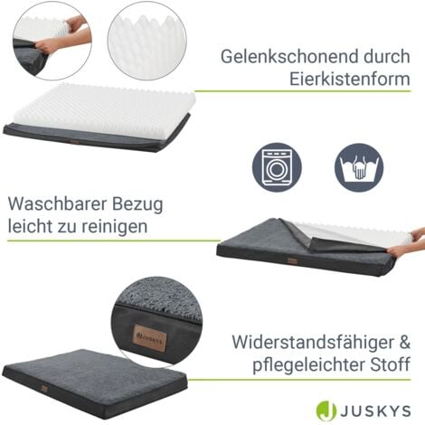 Juskys Hundebett Milow orthopädisch - Hundekissen flauschig & stabil - Bezug abnehmbar & waschbar – Hundematte für mittlere Hunde – Grau 92x69cm