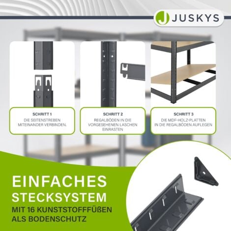 Juskys Schwerlastregal Basic 200x100x60 cm – Lagerregal mit 5 Böden – max. 875  kg - Metall - Regale Kellerregal Metallregal Grau