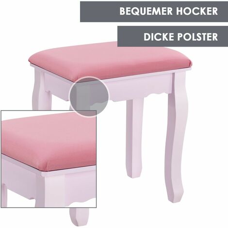 Schminktisch Kosmetiktisch Frisierkommode Kommode mit Hocker rosa pink RIDGEYARD