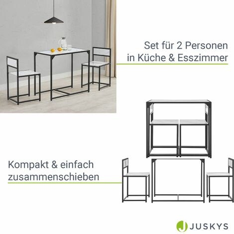 Juskys Küchentisch Set mit Esstisch & 2 Stühlen Industrial, klein