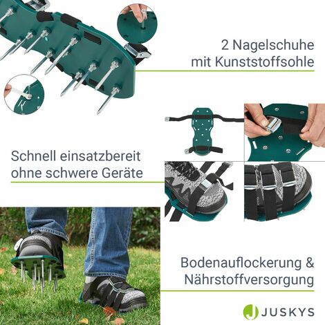Juskys Rasenlüfter Schuhe mit Stahlnadeln & Riemen Rasen lüften