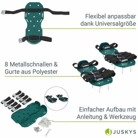 Juskys Rasenlüfter Schuhe mit Stahlnadeln & Riemen Rasen lüften