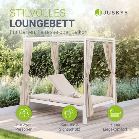 Juskys Doppel Loungebett Kreta Gartenliege F r 2 Personen Dach juskys-doppel-loungebett-kreta-gartenliege-f-r-2-personen-dach