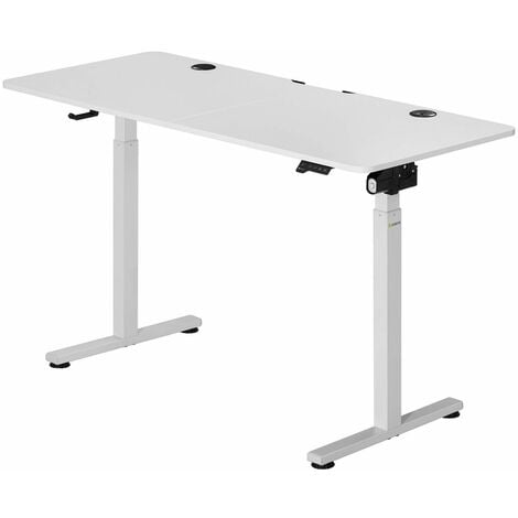 Devoko Höhenverstellbarer Schreibtisch (160x80 cm) - Schreibtisch  Höhenverstellbar Elektrisch Touchscreen,Spleißbrett,Weiß -beige