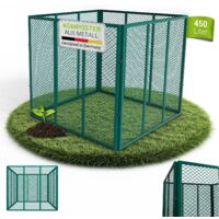 Juskys Metall Komposter 450 L, Gitterkomposter mit Stecksystem, rostfrei, ideal für Gartenabfälle & Küchenreste, verzinkter Stahl – Dunkelgrün