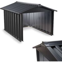 Juskys Mähroboter Garage mit Satteldach - Rasenmäher Dach Carport aus Metall - 86 × 98 × 63 cm - Sonnen- und Regenschutz für Rasenroboter - anthrazit
