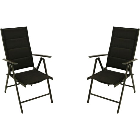Klappsessel ALMERIA, Aluminium anthrazit + Kunstgewebe gepolstert schwarz, 2 Stück (1/5)