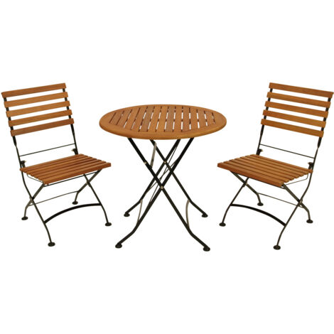 Klappgarnitur HOFGARTEN 3-teilig, Flachstahl schwarz + Eukalyptus, FSC®-zertifiziert (1/5)