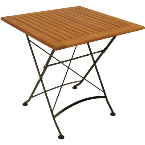 Klapptisch Hofgarten 75x75cm, Flachstahl schwarz + Eukaylptus, FSC®-zertifiziert (1/5)