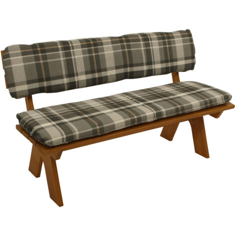 Auflagenset SEATTLE für Bank 3-sitzer 150cm, grau/beige kariert, 2-teilig