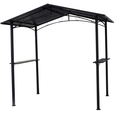 Grillpavillon TOULOUSE 2,5x1,6 Meter, Stahl dunkelgrau, Dach aus Metall