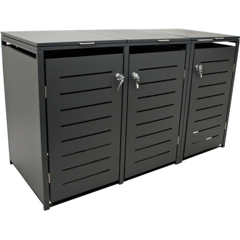 Mülltonnenbox 200x80x116cm für 3x Tonnen 120 und 240 Liter, Stahl anthrazit