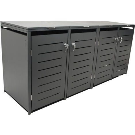 Mülltonnenbox 230x62x102cm für 4x Tonnen 120 Liter, Stahl anthrazit