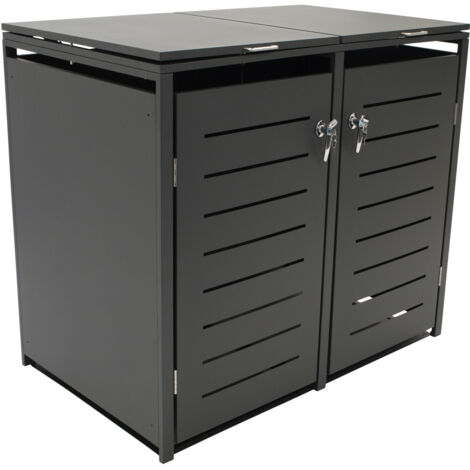 Mülltonnenbox 115x62x102cm für 2x Tonnen 120 Liter, Stahl anthrazit