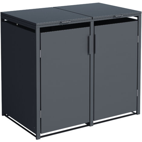 Mülltonnenbox MÜNCHEN 132x80x116cm für 2x Tonnen 120 und 240 Liter, Stahl anthrazit (1/5)